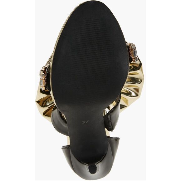 Elegant Gold and Black Heels with Jewel Accent - Picture 6 of 7